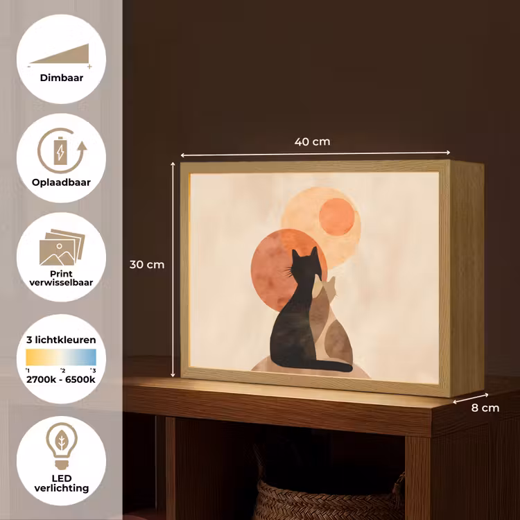 Lightbox - Wandlamp - Katten - Zwart - Abstract - Cirkels — 10