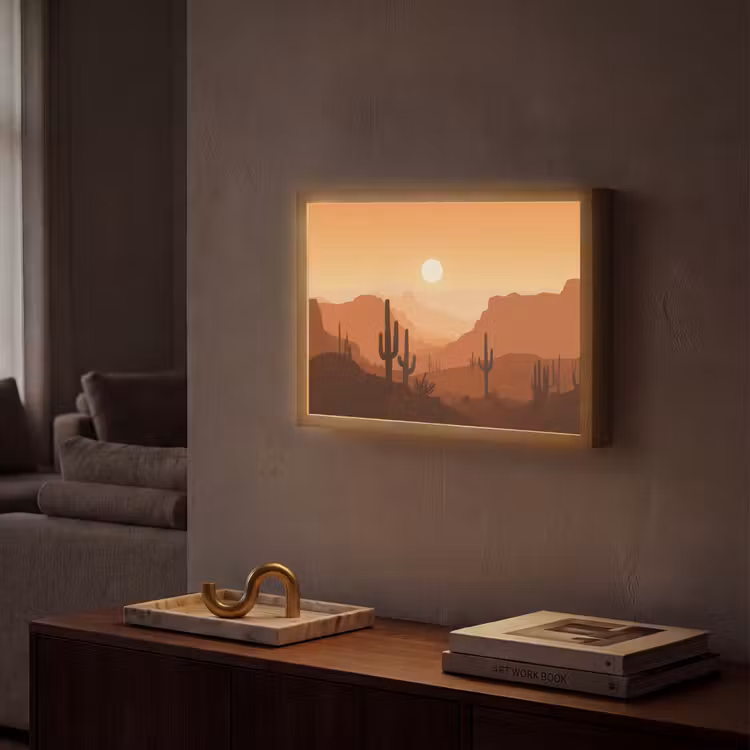 Lightbox - Wandlamp - Landschap - Woestijn - Cactussen - Zon — 2