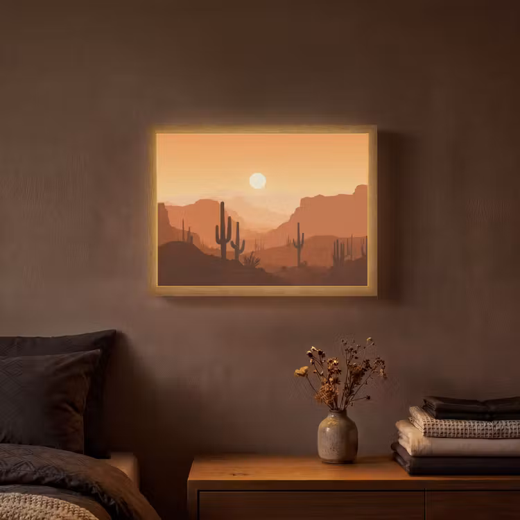 Lightbox - Wandlamp - Landschap - Woestijn - Cactussen - Zon — 3