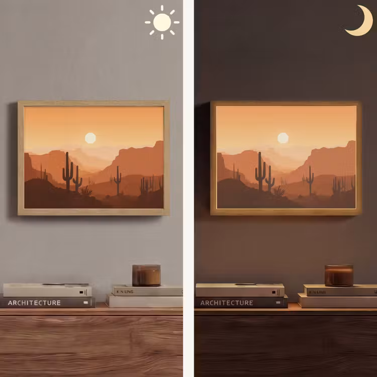 Lightbox - Wandlamp - Landschap - Woestijn - Cactussen - Zon — 6