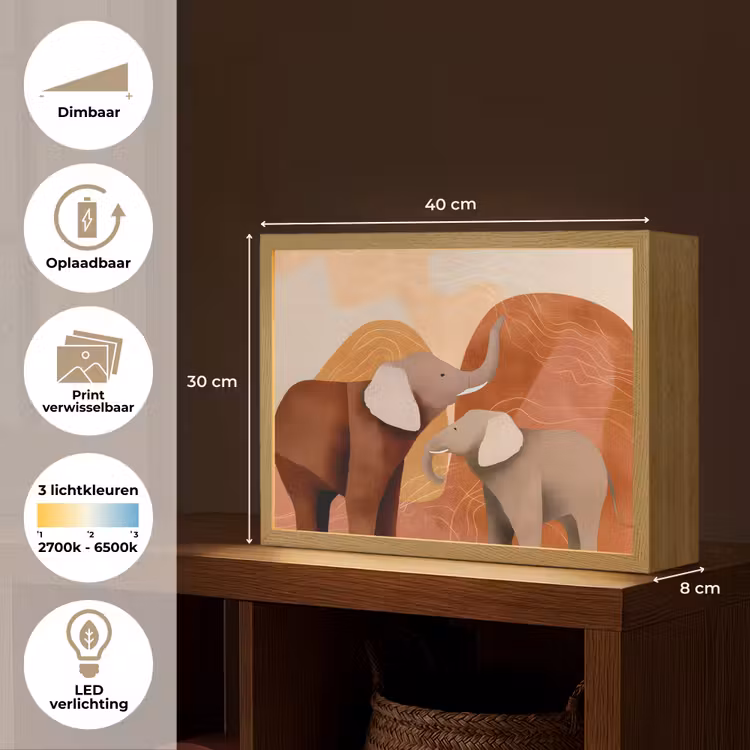 Lightbox - Wandlamp - Olifanten - Oranje - Abstract — 10