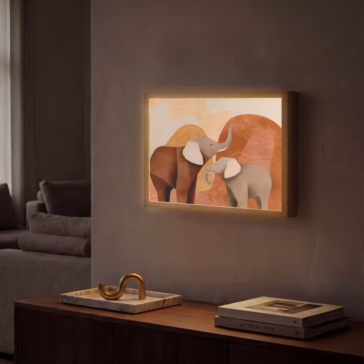 Lightbox - Wandlamp - Olifanten - Oranje - Abstract — 2