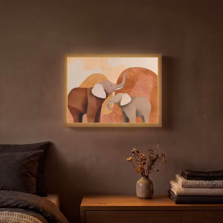Lightbox - Wandlamp - Olifanten - Oranje - Abstract — 3