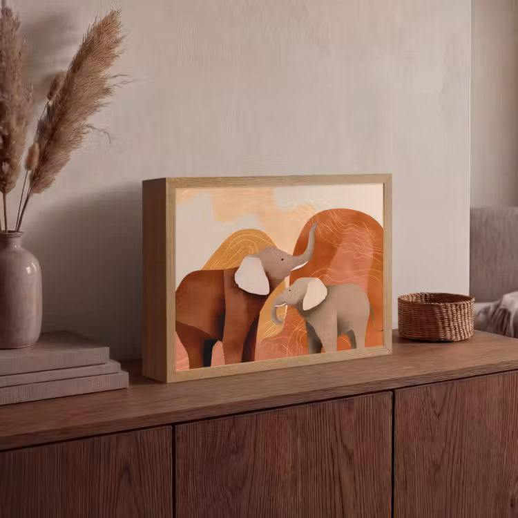 Lightbox - Wandlamp - Olifanten - Oranje - Abstract — 4