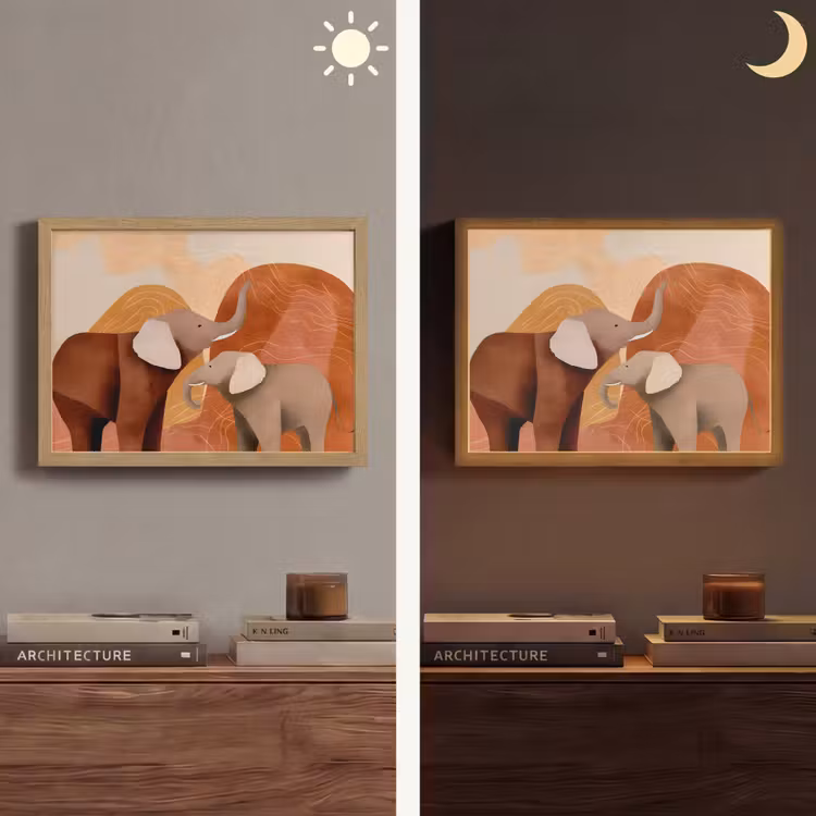 Lightbox - Wandlamp - Olifanten - Oranje - Abstract — 6