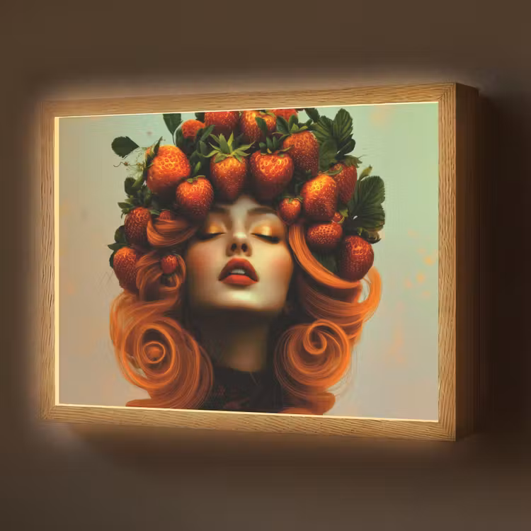 Lightbox - Wandlamp - Vrouw - Aardbeien - Kroon — 1