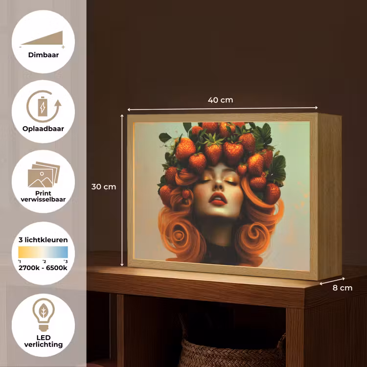 Lightbox - Wandlamp - Vrouw - Aardbeien - Kroon — 10