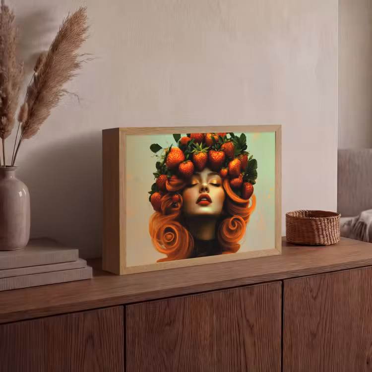 Lightbox - Wandlamp - Vrouw - Aardbeien - Kroon — 4