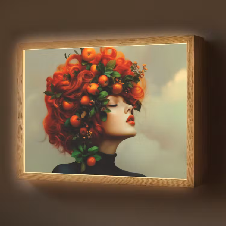 Lightbox - Wandlamp - Vrouw - Appels - Rood - Bladeren — 1
