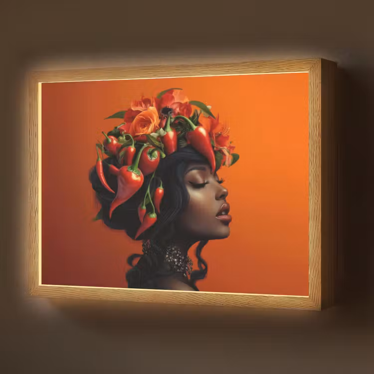 Lightbox - Wandlamp - Vrouw - Chilipepers - Pepers - Bloemen — 1