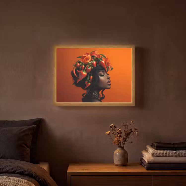 Lightbox - Wandlamp - Vrouw - Chilipepers - Pepers - Bloemen — 3