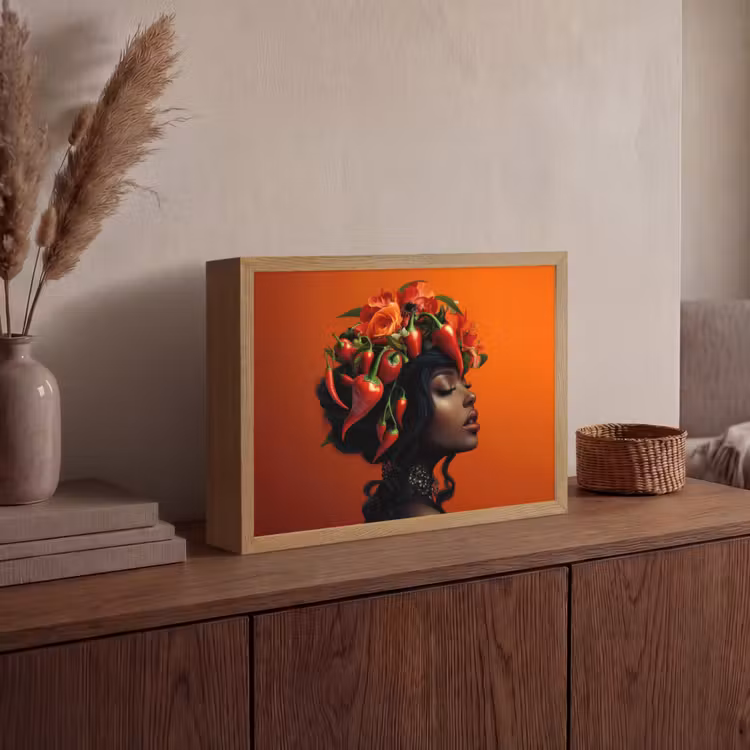 Lightbox - Wandlamp - Vrouw - Chilipepers - Pepers - Bloemen — 4