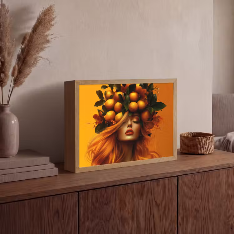 Lightbox - Wandlamp - Vrouw - Citroenen - Bloesem - Geel — 4