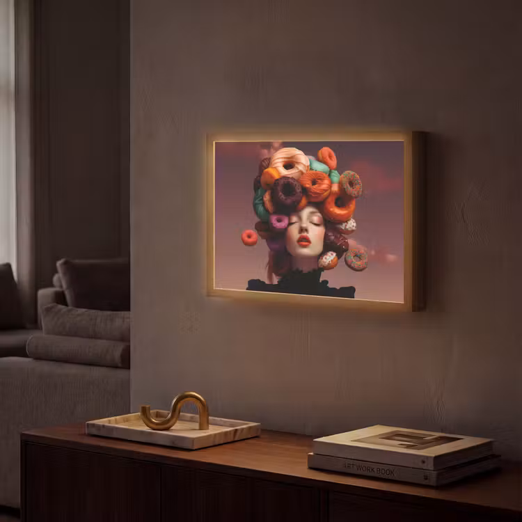 Lightbox - Wandlamp - Vrouw - Donuts - Kleurrijk — 2