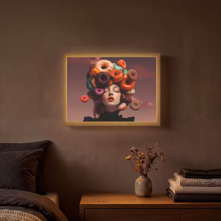 Lightbox - Wandlamp - Vrouw - Donuts - Kleurrijk — 3