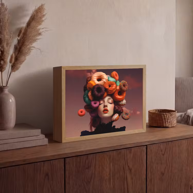Lightbox - Wandlamp - Vrouw - Donuts - Kleurrijk — 4