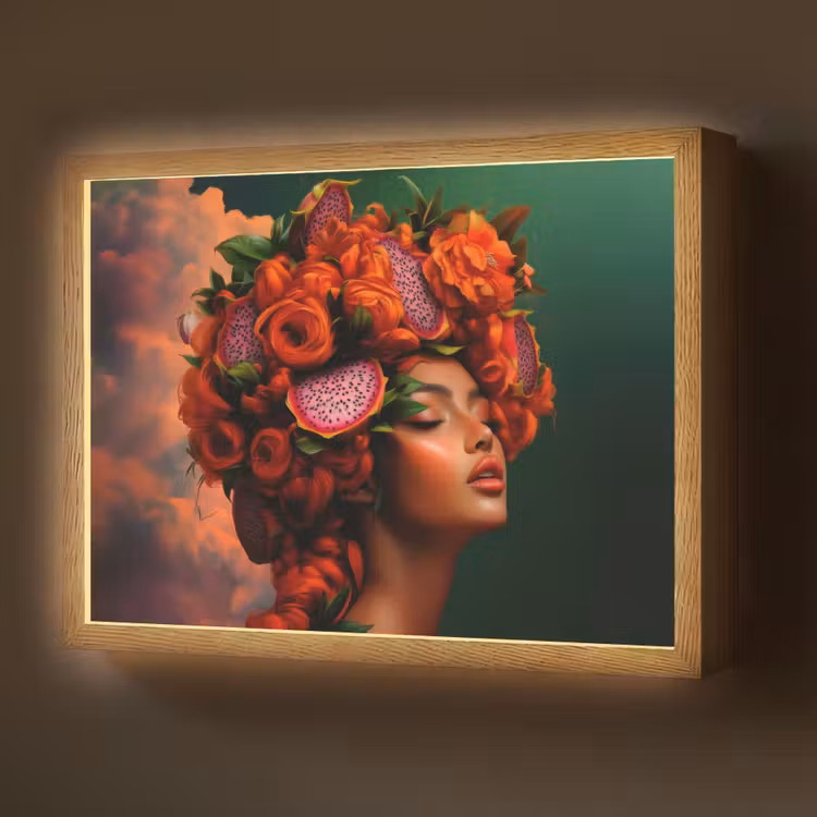 Lightbox - Wandlamp - Vrouw - Drankenfruit - Rozen — 1