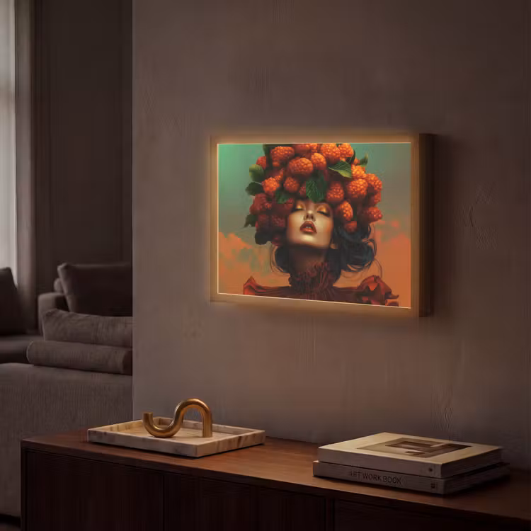 Lightbox - Wandlamp - Vrouw - Frambozen - Bladeren — 2