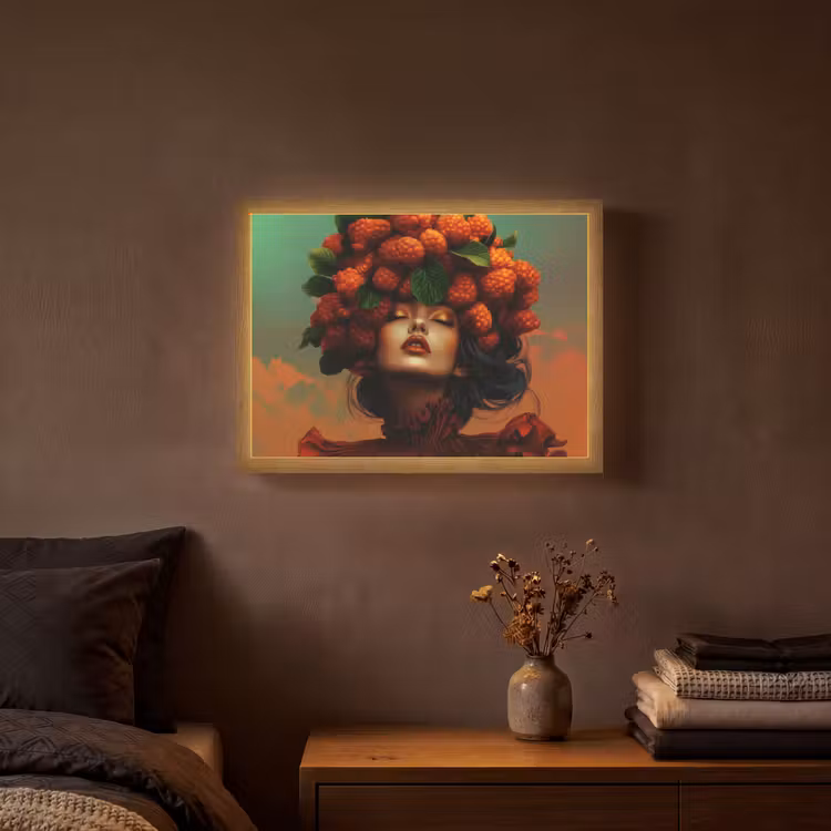 Lightbox - Wandlamp - Vrouw - Frambozen - Bladeren — 3