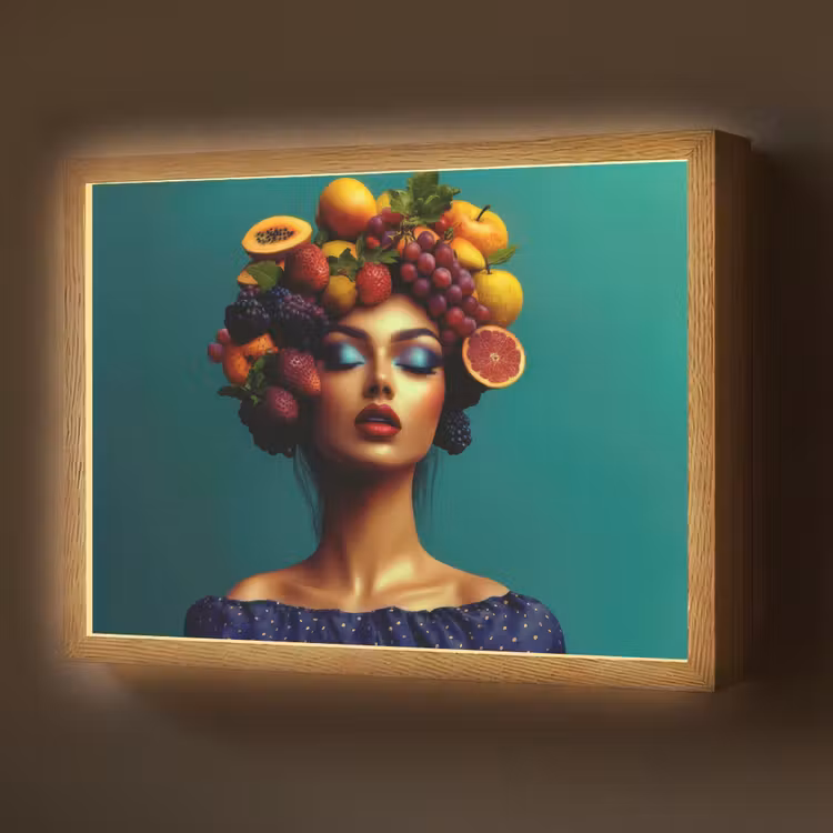 Lightbox - Wandlamp - Vrouw - Hoodtooi - Tropisch - Fruit - Druiven — 1