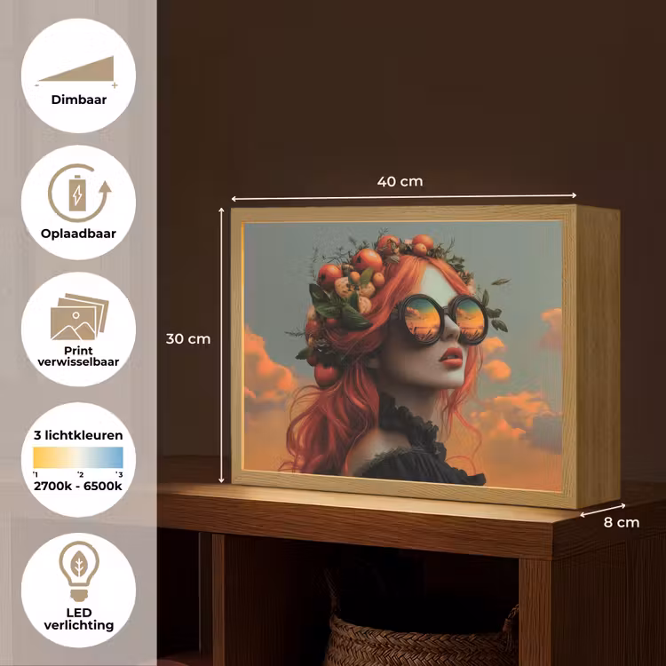 Lightbox - Wandlamp - Vrouw - Kroon - Tomaat - Bascilicum - Zonnebril — 10