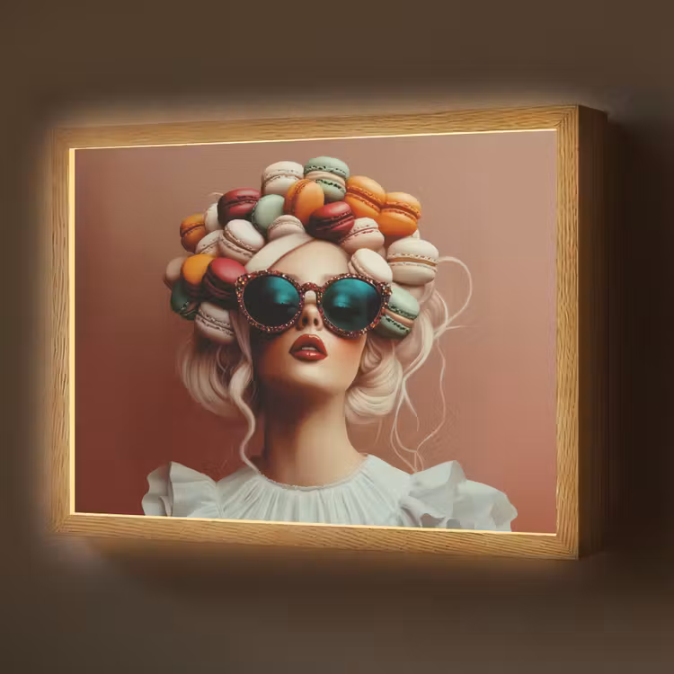 Lightbox - Wandlamp - Vrouw - Macarons - Bril — 1
