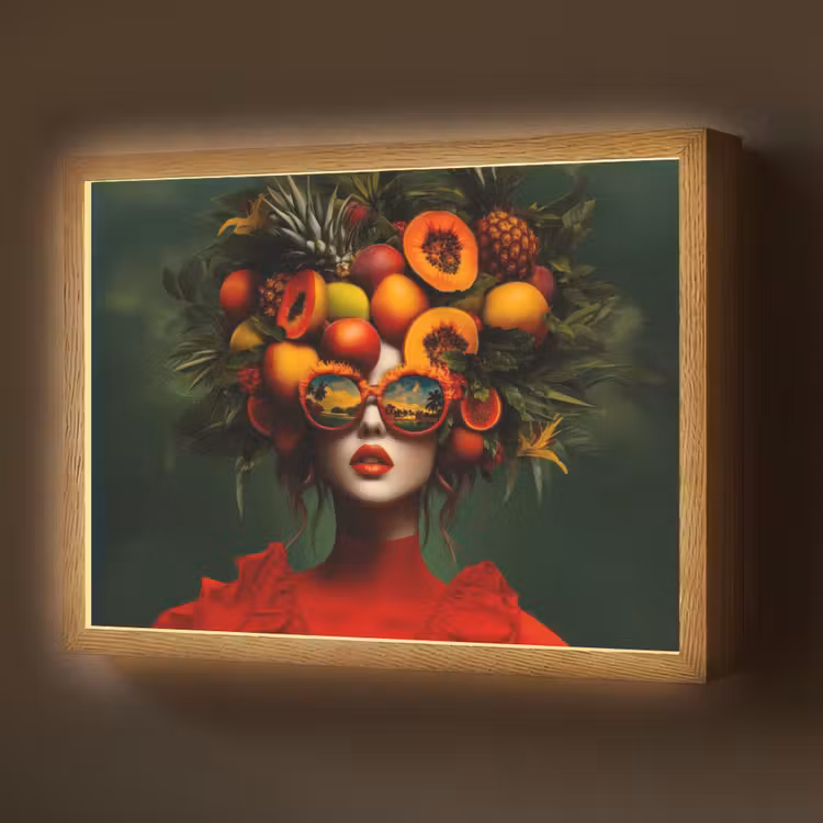Lightbox - Wandlamp - Vrouw - Vruchten - Papaja - Ananas — 1