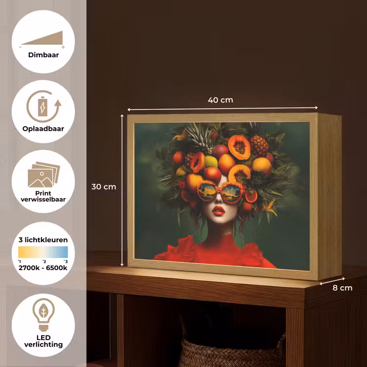 Lightbox - Wandlamp - Vrouw - Vruchten - Papaja - Ananas — 10