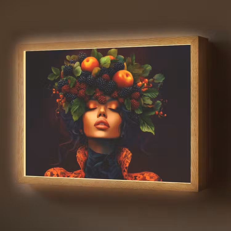 Lightbox - Wandlamp - Vrouw - Zwart - Bessen - Bramen - Appels — 1