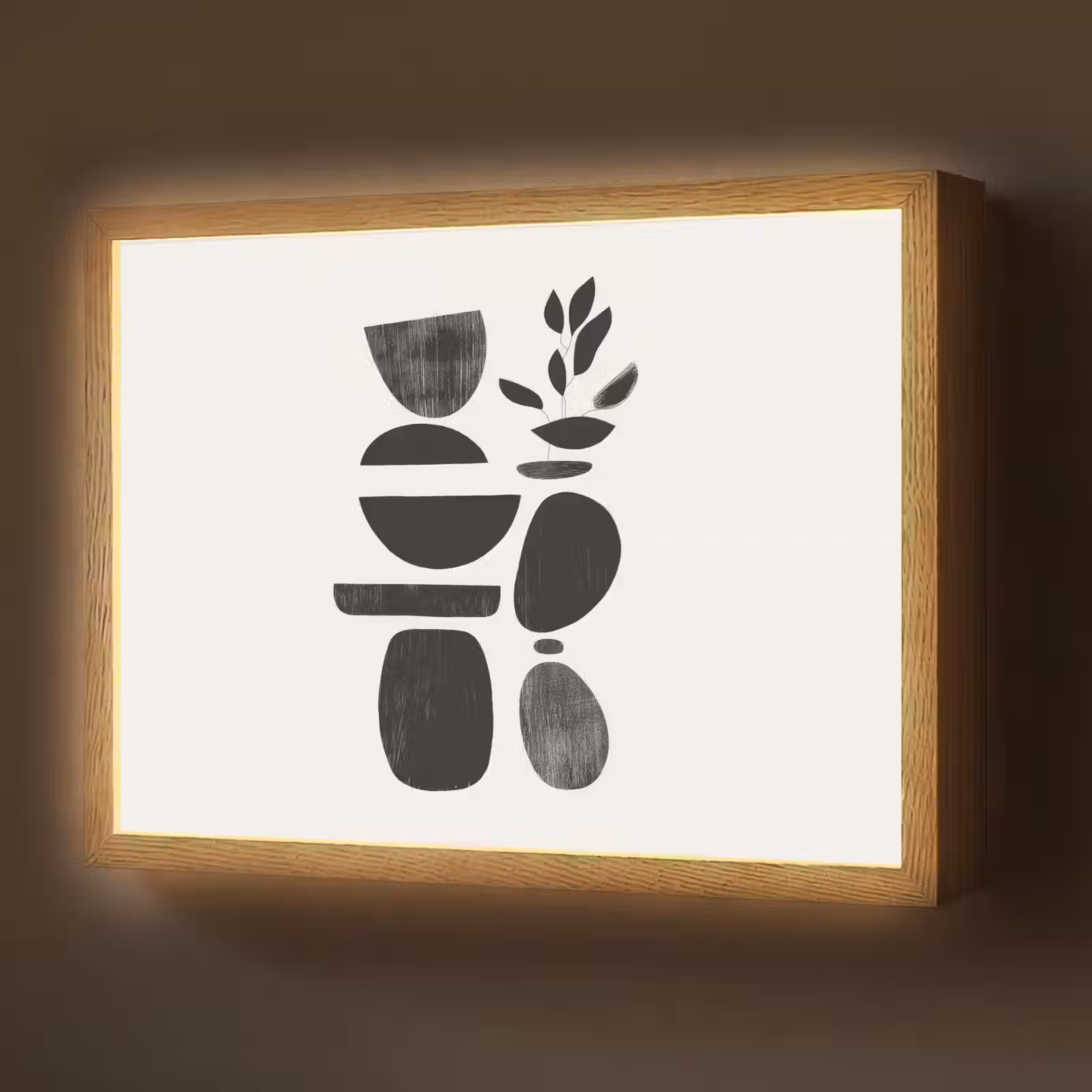 Lightbox - Wandlamp - Japandi - Zwart - Abstract — 1