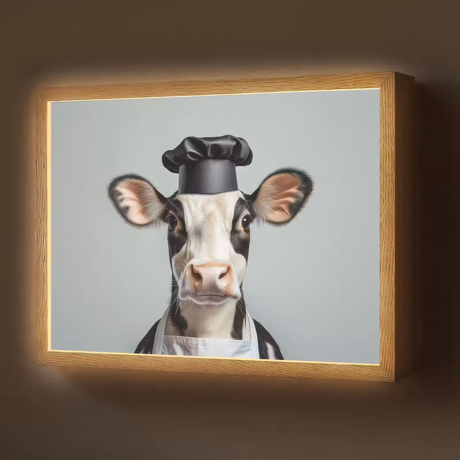 Lightbox - Wandlamp - Koe - Zwart - Wit - Kok — 1