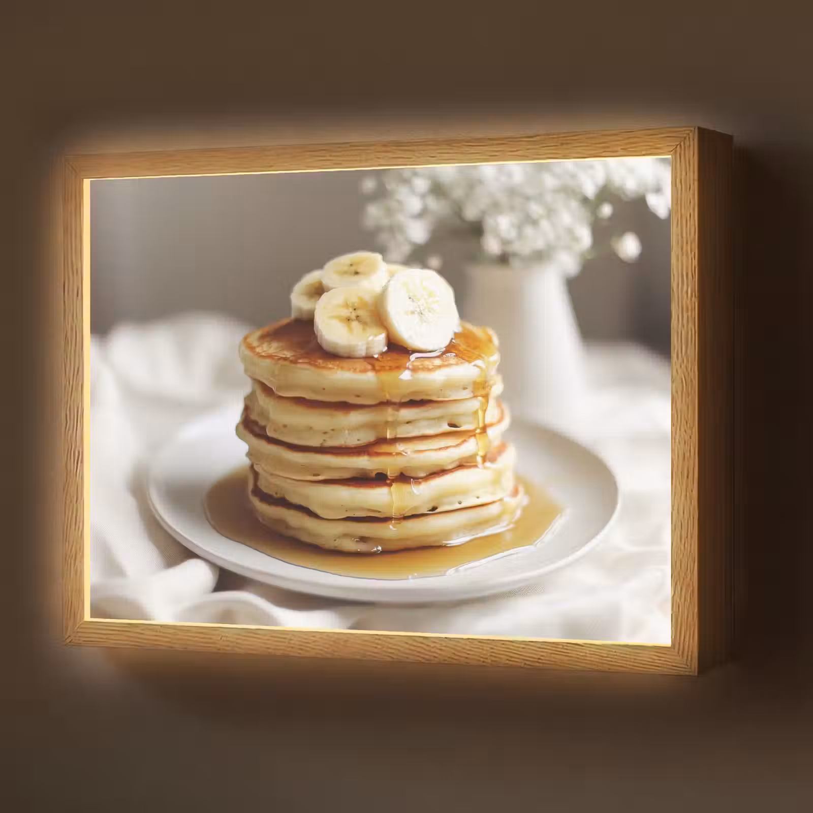Lightbox - Wandlamp - Pannenkoeken - Banaan - Siroop - Wit - Beige — 1