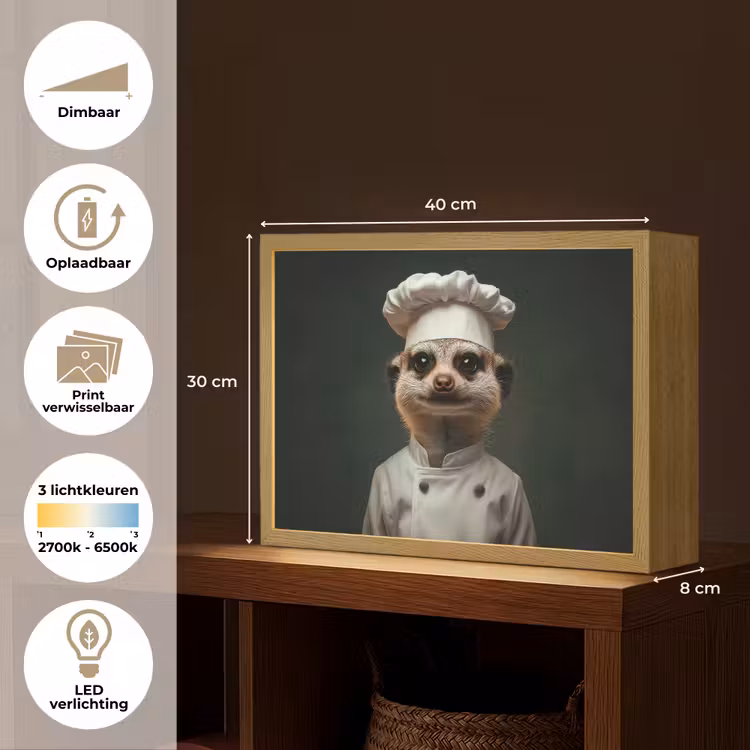 Lightbox - Wandlamp - Dier - Kok - Stokstaartje — 10