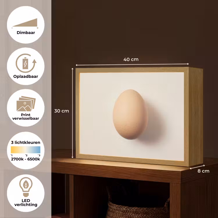 Lightbox - Wandlamp - Ei - Beige - Ovaal - Egaal — 10