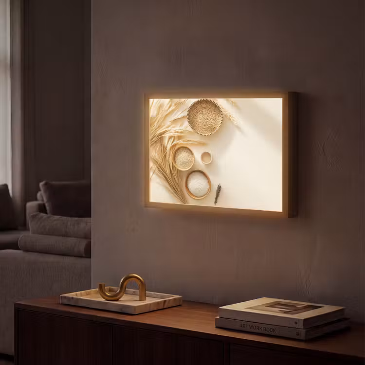 Lightbox - Wandlamp - Granen - Hout - Kom - Beige — 2