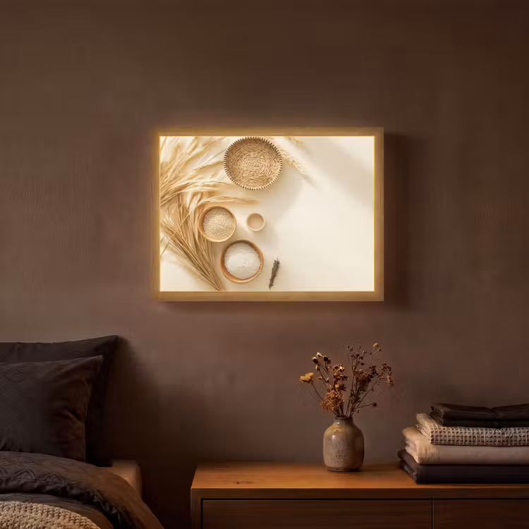 Lightbox - Wandlamp - Granen - Hout - Kom - Beige — 3