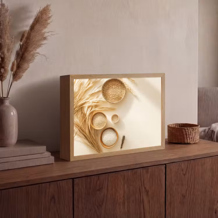 Lightbox - Wandlamp - Granen - Hout - Kom - Beige — 4