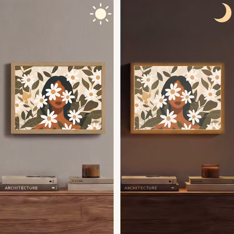 Lightbox - Wandlamp - Illustratie - Vrouw - Madeliefjes - Wit — 6