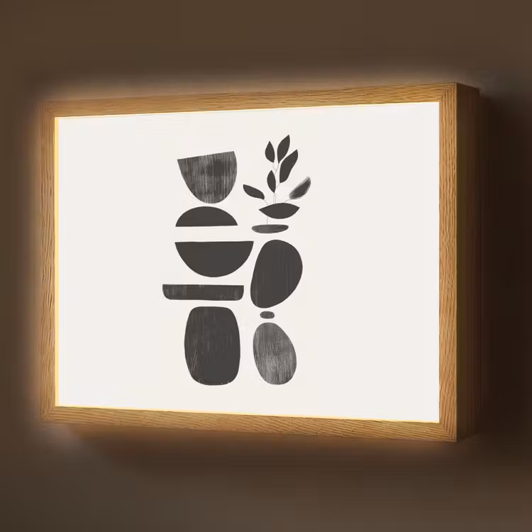 Lightbox - Wandlamp - Japandi - Zwart - Abstract — 1
