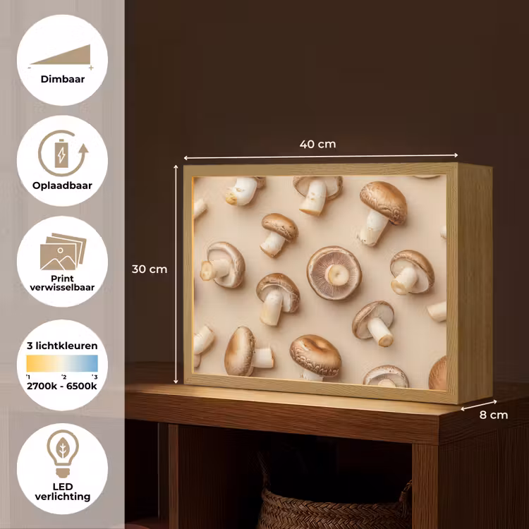 Lightbox - Wandlamp - Kastanje Champignons - Beige — 10