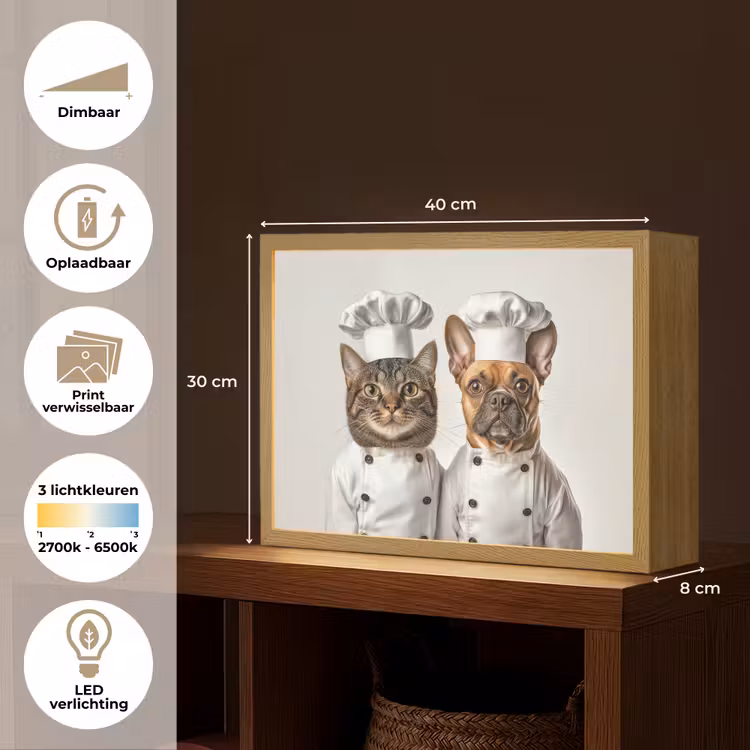 Lightbox - Wandlamp - Kat - Hond - Kokskleding — 10