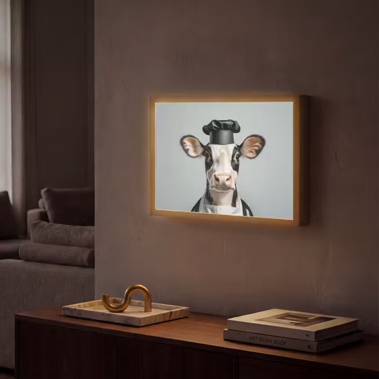 Lightbox - Wandlamp - Koe - Zwart - Wit - Kok — 2