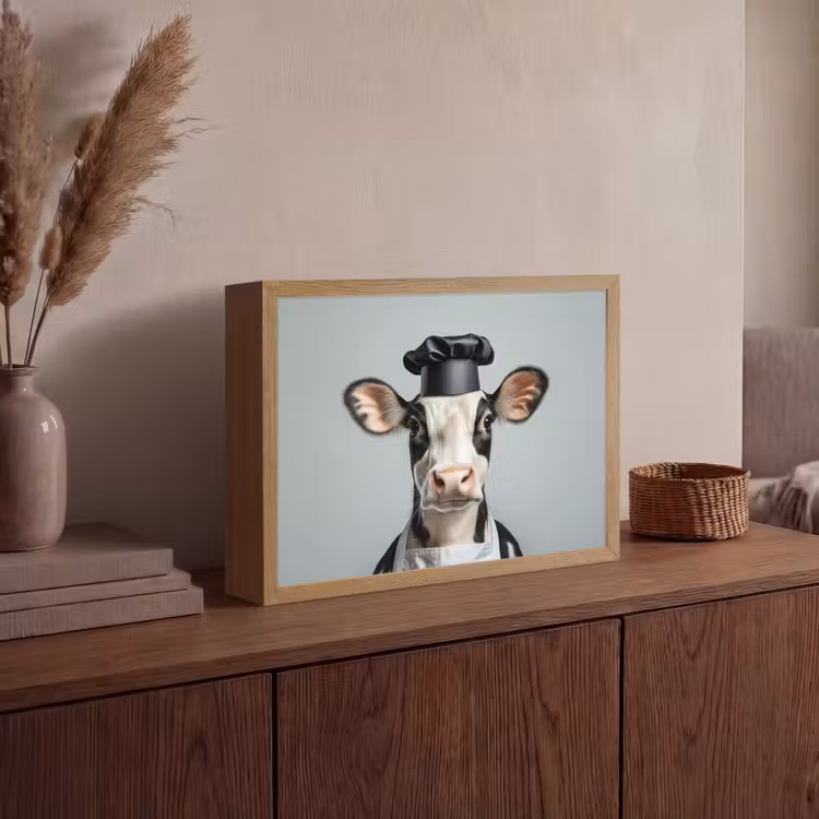 Lightbox - Wandlamp - Koe - Zwart - Wit - Kok — 4
