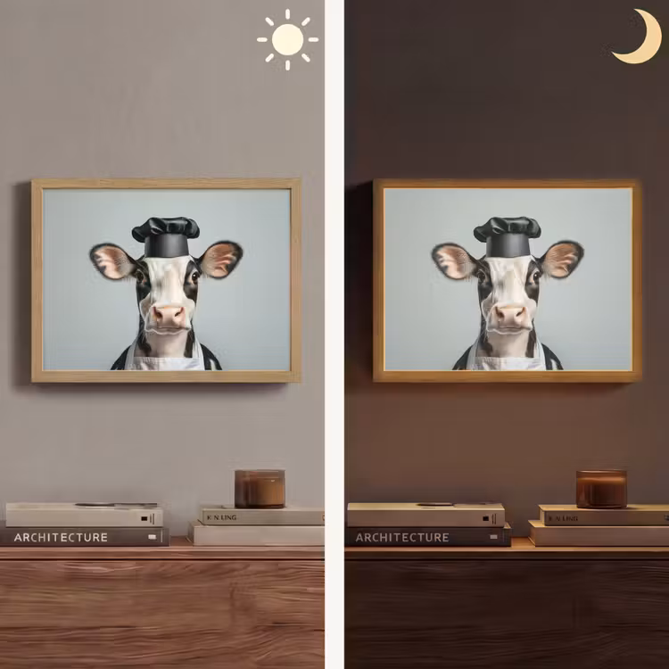 Lightbox - Wandlamp - Koe - Zwart - Wit - Kok — 6