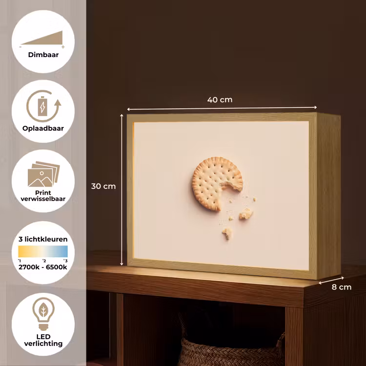 Lightbox - Wandlamp - Koekje - Kruimels - beige — 10
