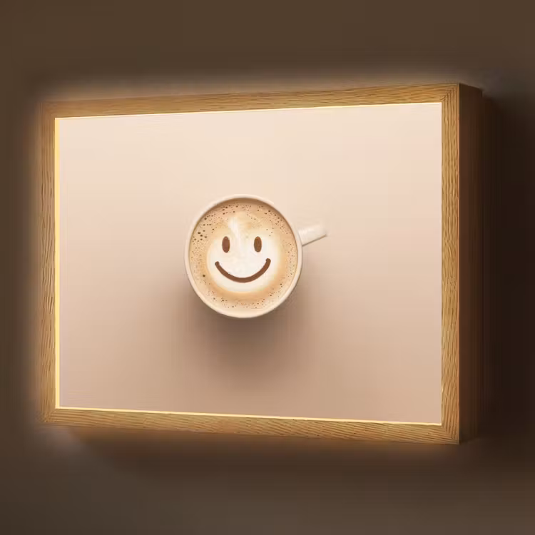 Lightbox - Wandlamp - Koffie - Melkschuim - Lach - Beige — 1