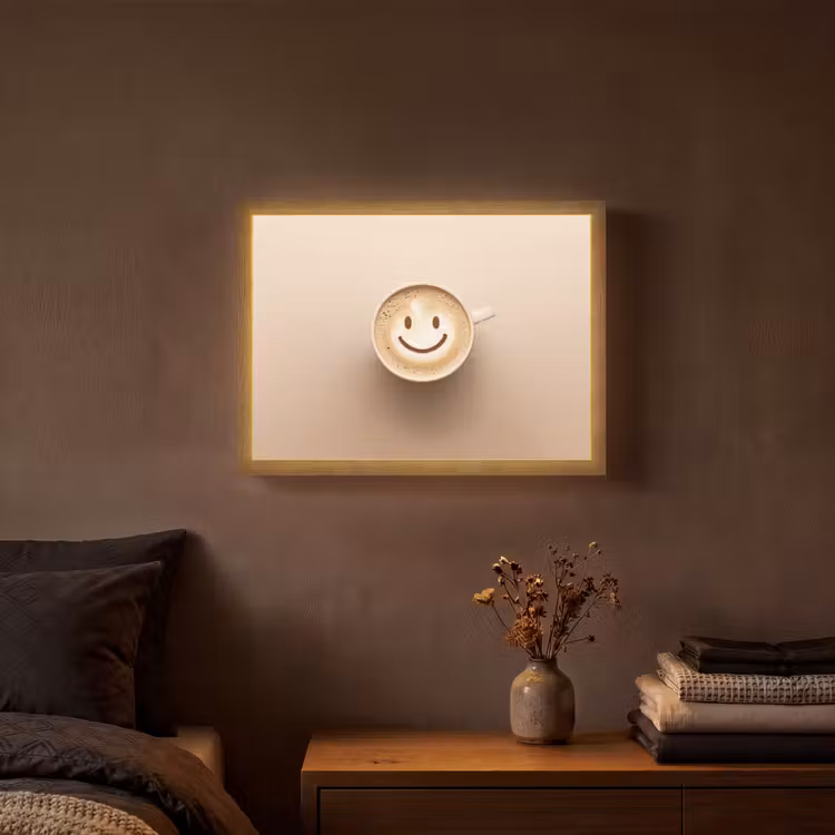 Lightbox - Wandlamp - Koffie - Melkschuim - Lach - Beige — 3