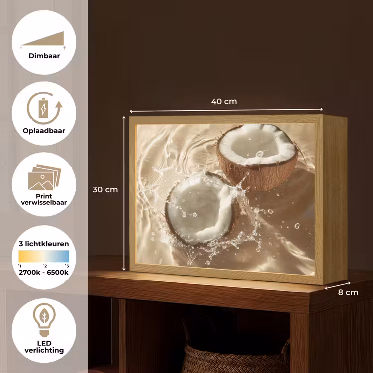 Lightbox - Wandlamp - Kokosnoot - Water - Beige - Spetters — 10