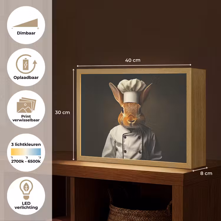 Lightbox - Wandlamp - Konijn - Kok - Dier — 10