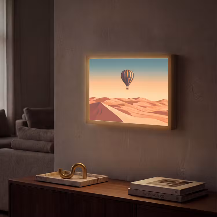 Lightbox - Wandlamp - Luchtballon - Woestijn - Zonsondergang - Blauw — 2